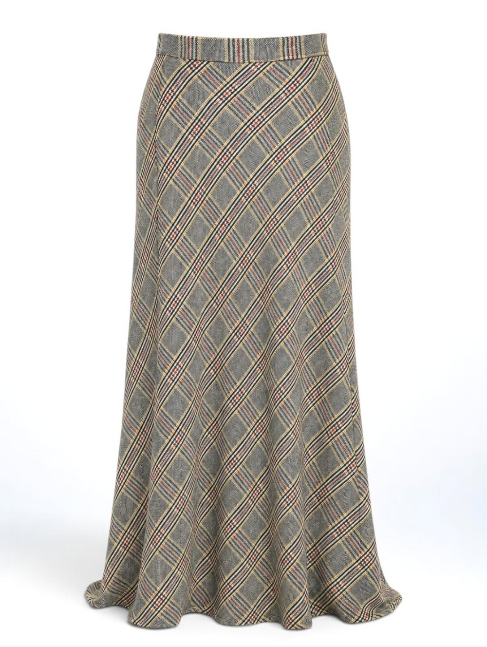 Vintage 70s Plaid Maxi Skirt Dark Academia Medium 28